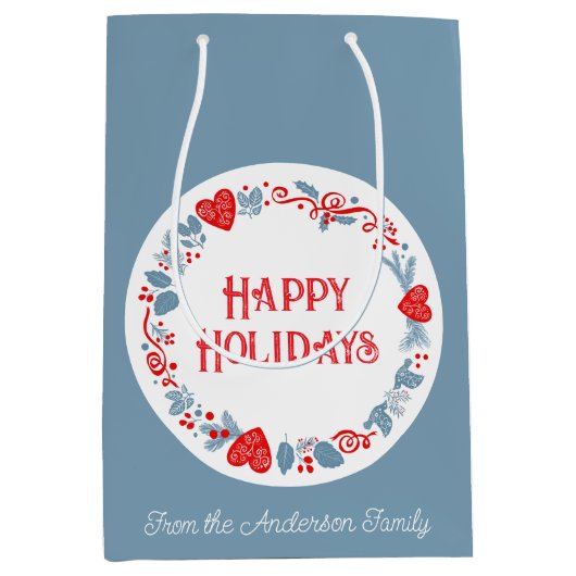 Prettige feestdagen Leuk feestelijk _ familienaam  Medium Cadeauzakje (Voorkant)