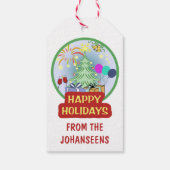 Prettige feestdagen Leuk Kleurrijk Vet en Helder Cadeaulabel (Achterkant)