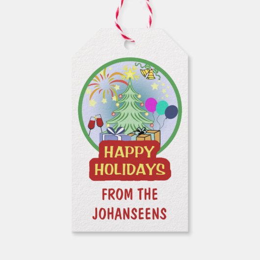 Prettige feestdagen Leuk Kleurrijk Vet en Helder Cadeaulabel (Achterkant)