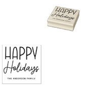 Prettige feestdagen Leuk script familienaam kerst Rubberstempel (Gestempeld)