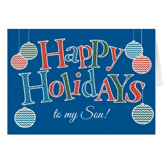 Prettige feestdagen Leuk, voor Son, Kleurrijke Bau (Voorkant Horizontaal)