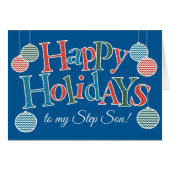 Prettige feestdagen Leuk, voor Step Son, Baubles (Voorkant Horizontaal)