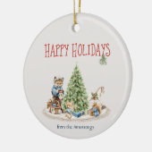 Prettige feestdagen Leuke dieren Woodland Keramisch Ornament (Links)