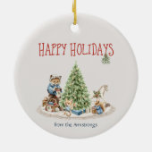 Prettige feestdagen Leuke dieren Woodland Keramisch Ornament (Achterkant)