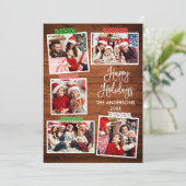 Prettige feestdagen Leuke kalligrafie hout Feestdagenkaart (Staand voorkant)