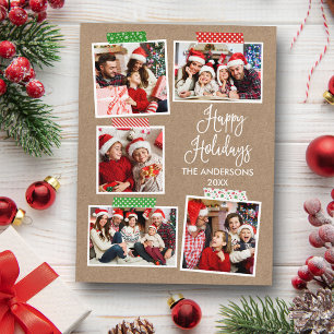 Prettige feestdagen Leuke kalligrafie Kraft Briefkaart