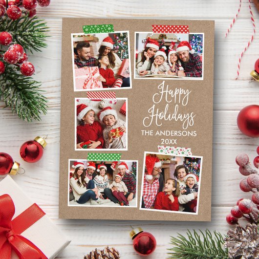 Prettige feestdagen Leuke kalligrafie Kraft Briefkaart