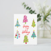 Prettige feestdagen Leuke kleurrijke kerstbomen Briefkaart (Staand voorkant)