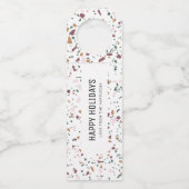 Prettige feestdagen Leuke moderne kleuren Terrazzo Flessenhanger (Voorkant)
