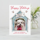 Prettige feestdagen Leuke Pet Photo Holiday Kaart (Staand voorkant)