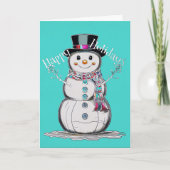 Prettige feestdagen Leuke sneeuwman in Sjaal (Voorkant)