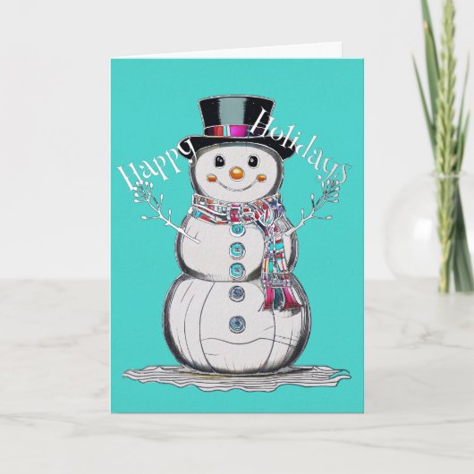 Prettige feestdagen Leuke sneeuwman in Sjaal (Voorkant)