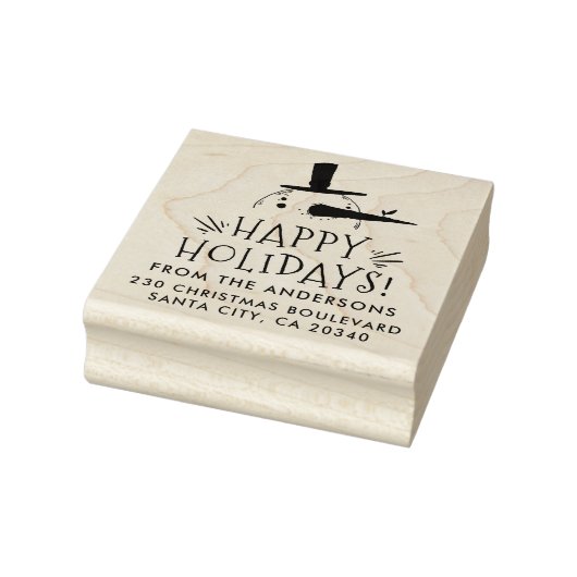 Prettige feestdagen Leuke Sneeuwman Rubberstempel (Stempel)