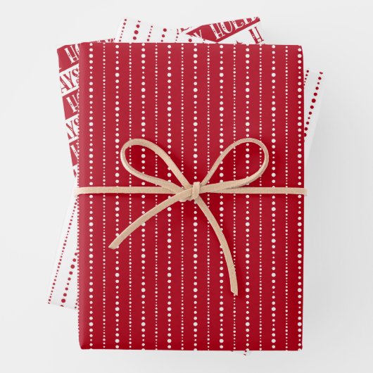 Prettige feestdagen Leuke stip strepen rood wit Inpakpapier Vel (In situ)