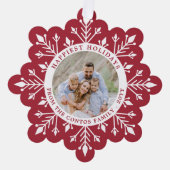 Prettige feestdagen Levendige Bourgondische sneeuw Ornament Kaart (Voorkant)