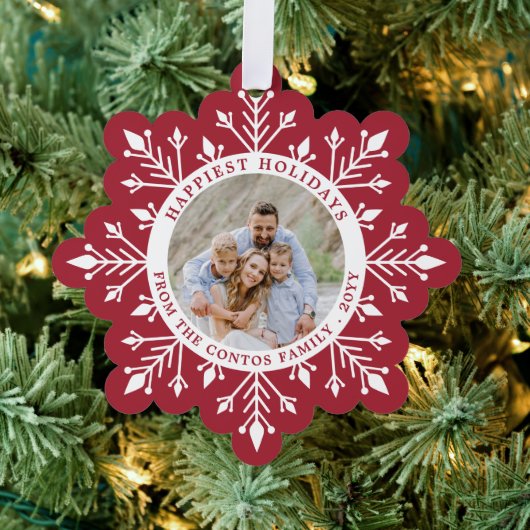 Prettige feestdagen Levendige Bourgondische sneeuw Ornament Kaart (Insitu (Drie))