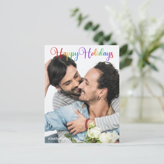 prettige feestdagen LGBTQ Couponfoto van Rainbow S Briefkaart (Staand voorkant)