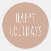 Prettige Feestdagen | Licht Terracotta Knutsel Ker Ronde Sticker (Voorkant)