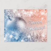 prettige feestdagen lichtblauw en koraalkerst briefkaart (Voorkant)