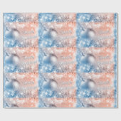 prettige feestdagen lichtblauw en koraalkerst cadeaupapier (Vlak)