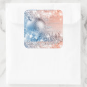 prettige feestdagen lichtblauw en koraalkerst vierkante sticker (Tas)