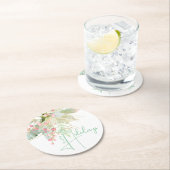 Prettige feestdagen Lichtgroen Roze Gouden Poinset Ronde Kartonnen Onderzetter (Insitu)