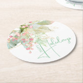 Prettige feestdagen Lichtgroen Roze Gouden Poinset Ronde Kartonnen Onderzetter (Gebogen)