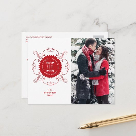 Prettige Feestdagen Liefde Vrede Vreugde Versierde (Voorkant / Achterkant in situ)