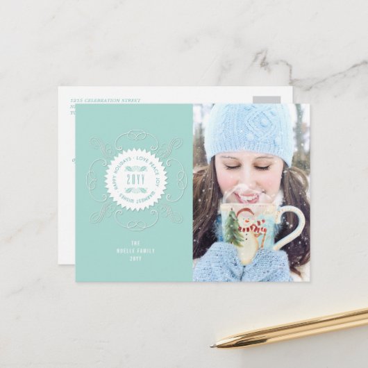 Prettige Feestdagen Liefde Vrede Vreugde Versierde (Voorkant / Achterkant in situ)