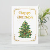 Prettige feestdagen Lijst Vintage kerstboom Feestdagenkaart (Staand voorkant)