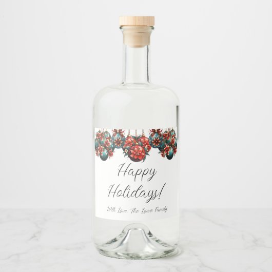 prettige feestdagen likeurfles etiket (Voorkant)