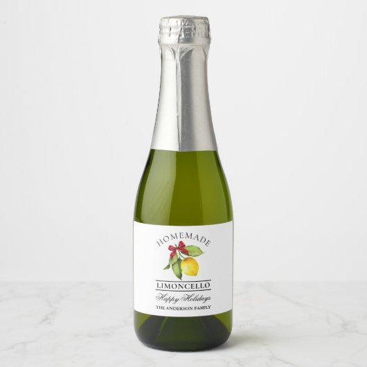 Prettige feestdagen Limoncello Sparkling Wijnetiket (Voorkant)