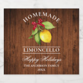 Prettige feestdagen Limoncello Wood Sparkling Wijnetiket (Enkel label)