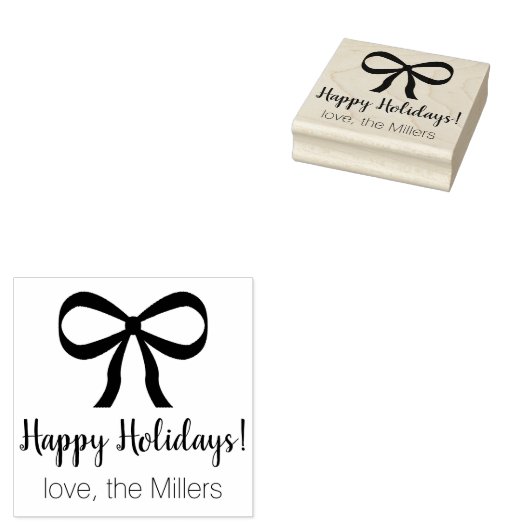 Prettige feestdagen Lint Bow Rubberstempel (Gestempeld)