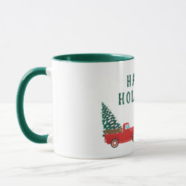 prettige feestdagen Little Pickup Truck-kerstbomen Mok