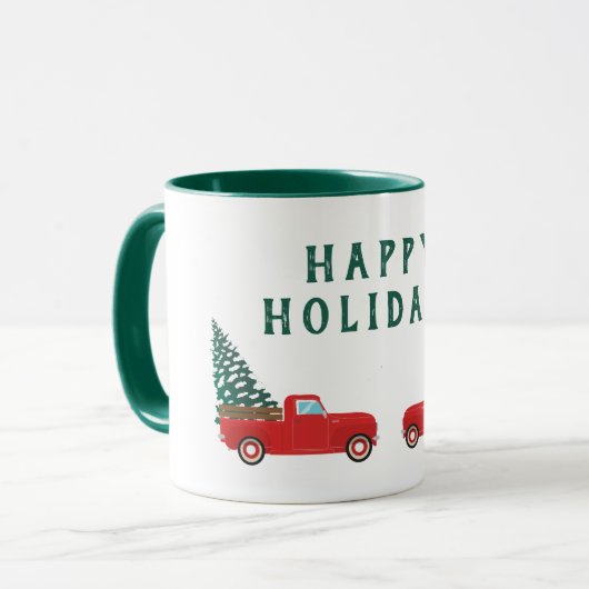 prettige feestdagen Little Pickup Truck-kerstbomen Mok (Voorkant links)