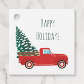 prettige feestdagen Little Pickup Truck-kerstboom Bedankjes Labels (Voorkant)