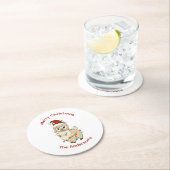 Prettige feestdagen Llama met Lichten Vrolijk Kers Ronde Kartonnen Onderzetter (Insitu)