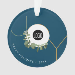 Prettige feestdagen Logo Blue JOY Wreath Ornament