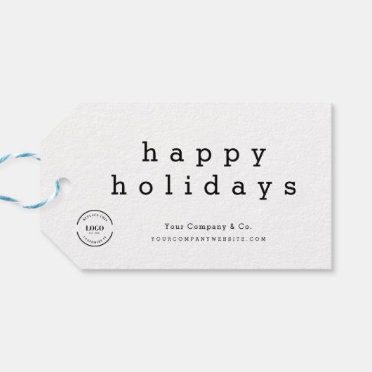 Prettige feestdagen Logo Minimal Cadeaulabel (Achterkant Horizontaal)