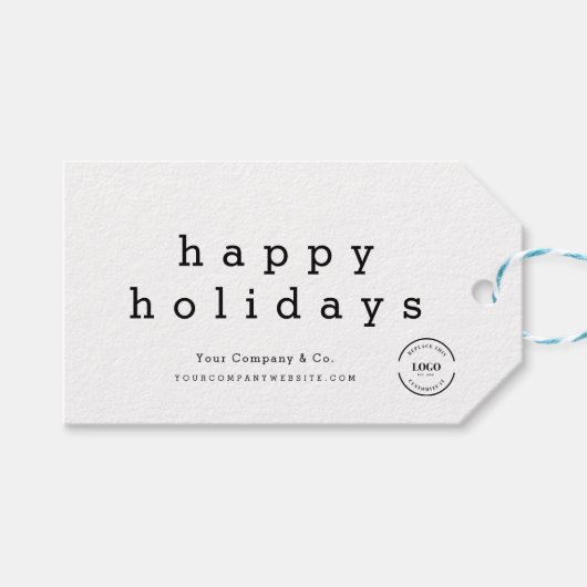 Prettige feestdagen Logo Minimal Cadeaulabel (Voorkant (Horizontaal))