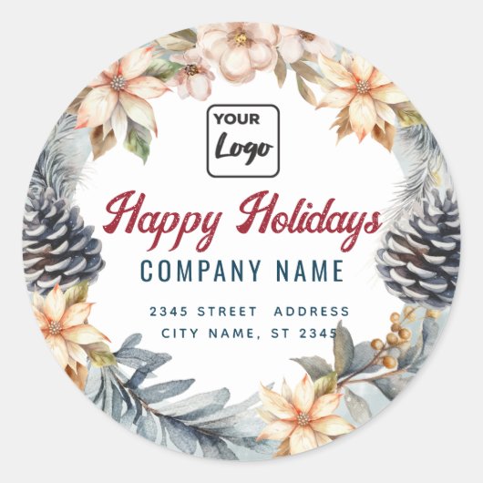 Prettige feestdagen logo Modern script Ronde Sticker (Voorkant)