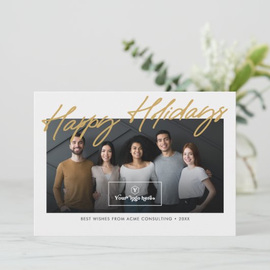 Prettige feestdagen Logo Zakelijk/zakelijk Feestdagenkaart (Staand voorkant)