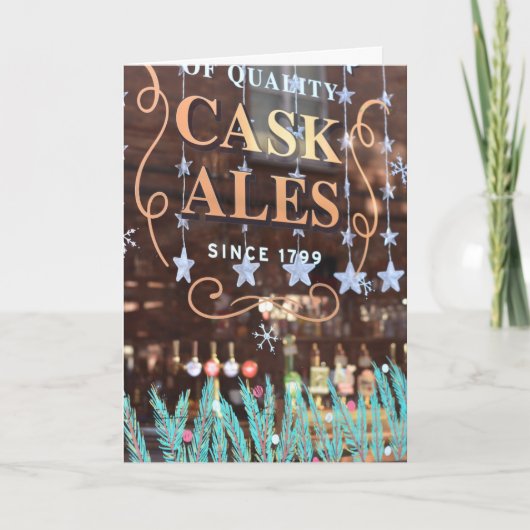 prettige feestdagen London UK Kerstmis Pub Window Kaart (Voorkant)