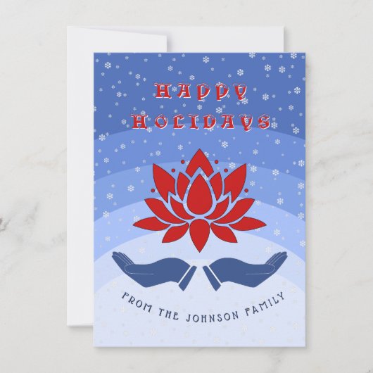 Prettige Feestdagen lotusbloem aangepaste tekst bl Feestdagenkaart (Voorkant)