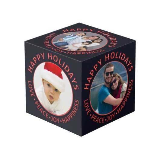 prettige feestdagen Love Peace Custom Five Photo C Kubus (Voorkant hoekig)