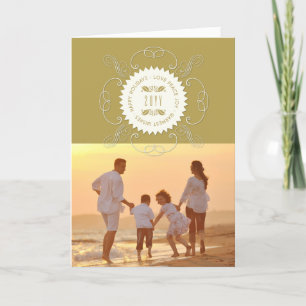 prettige feestdagen Love Peace Joy  Seal Foto Kaart