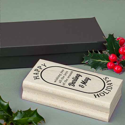 Prettige feestdagen Lozenge Logo Stijl Vet Script Rubberstempel