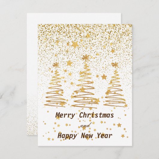 prettige feestdagen Luxe gouden kerstglitter wit (Voorkant / Achterkant)