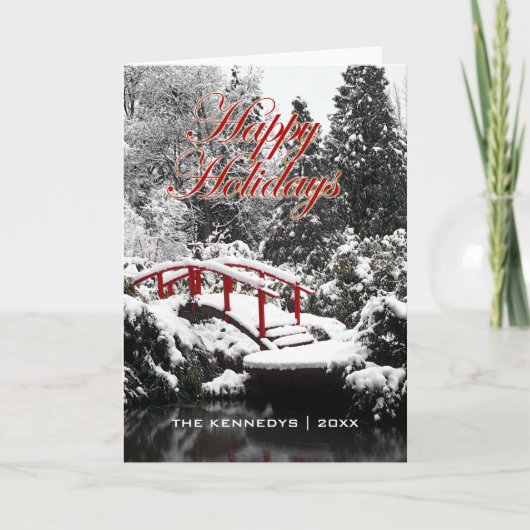 Prettige feestdagen - Maanbrug en vijver (Voorkant)